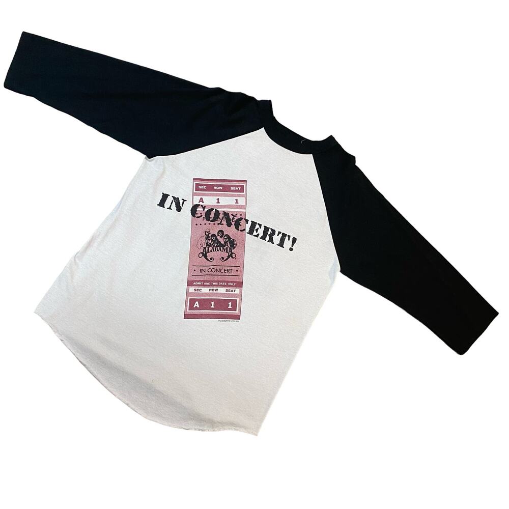 Vintage Alabama 1986 The Touch In Concert Wild Country Raglan Baseball Tee Large